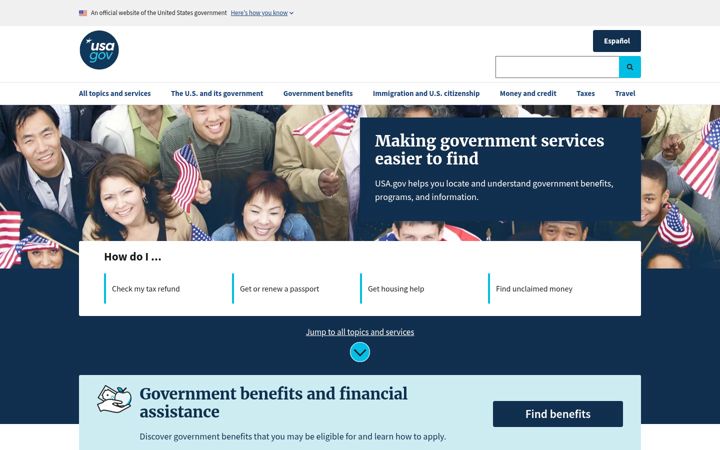 Zrzut ekranu usa.gov