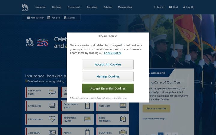 Screenshot di usaa.com
