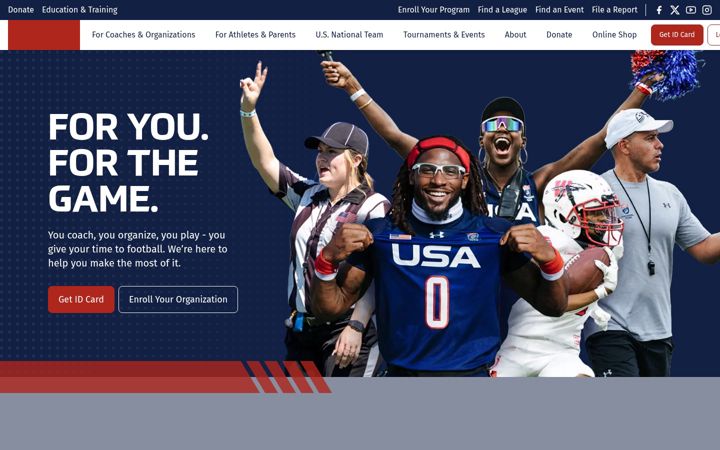 Screenshot of usafootball.com