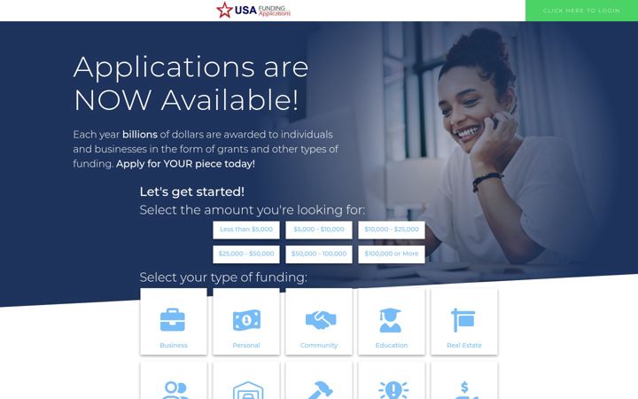 Screenshot of usafundingapplications.org
