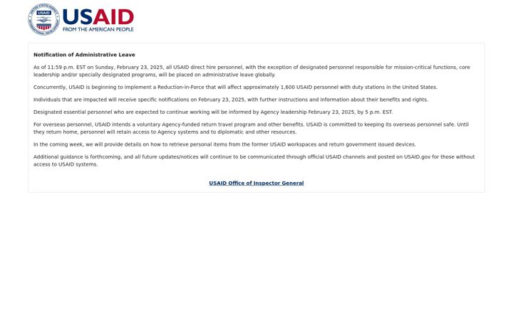 Skærmbillede af usaid.gov