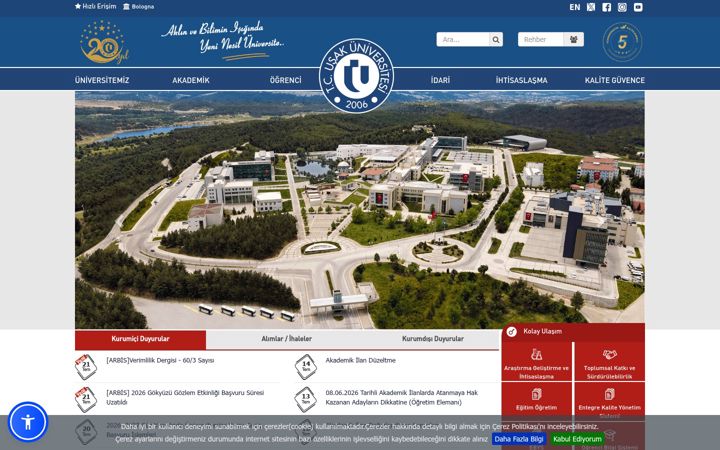 Screenshot von usak.edu.tr