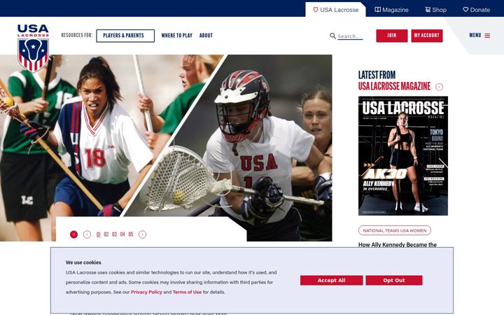 Screenshot of usalacrosse.com