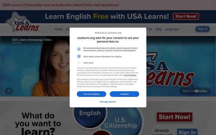 Screenshot ta' usalearns.org