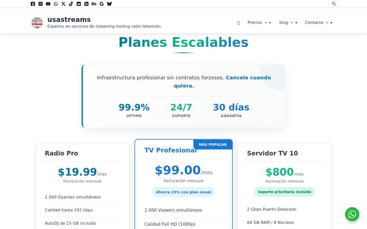 Screenshot of usastreams.com