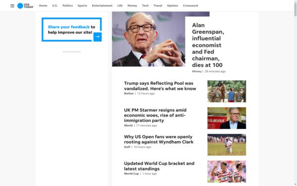 Screenshot of usatoday.com