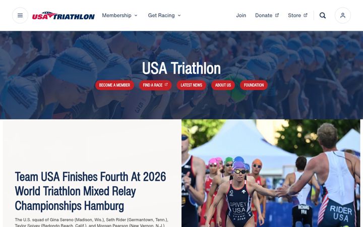 Skjámynd af usatriathlon.org