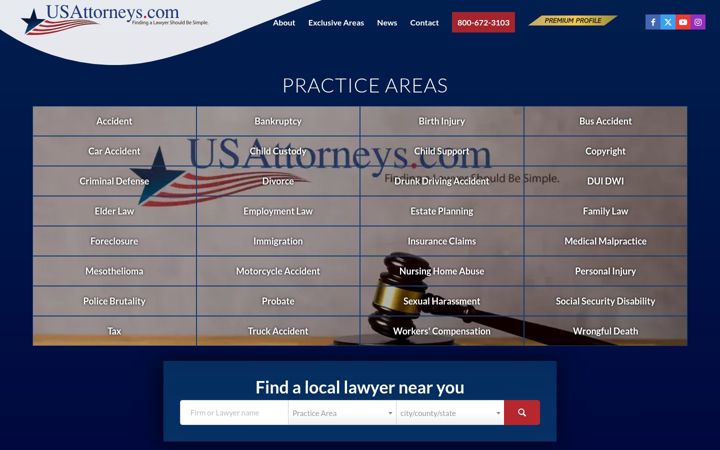 Screenshot of usattorneys.com