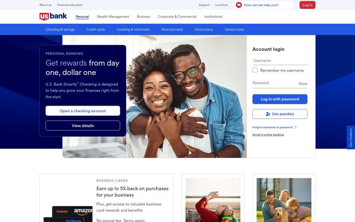 Skærmbillede af usbank.com