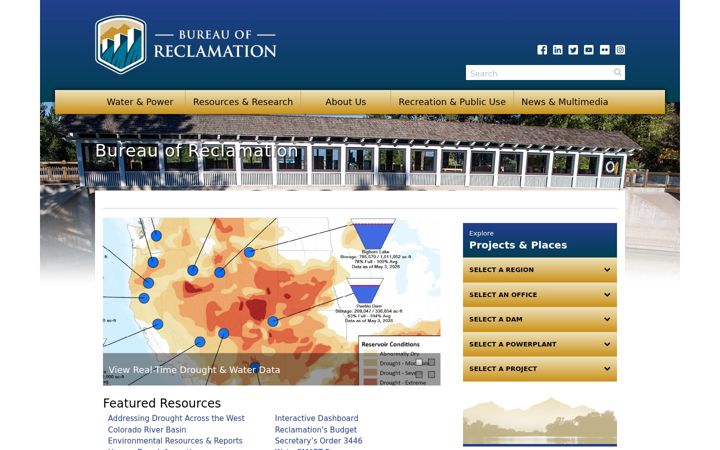 Screenshot ta' usbr.gov