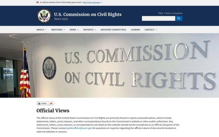 Screenshot of usccr.gov