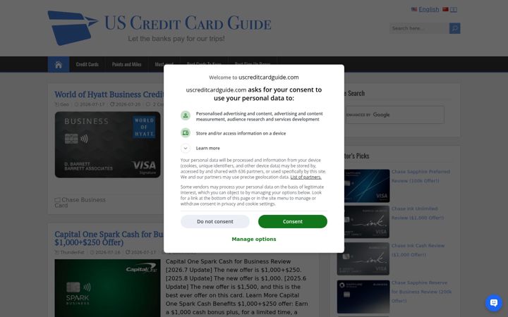 Screenshot of uscreditcardguide.com
