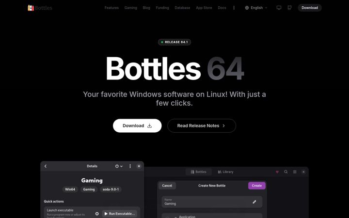 Screenshot of usebottles.com