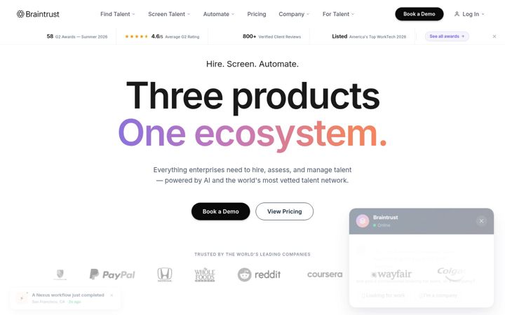 Screenshot of usebraintrust.com
