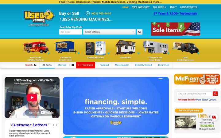 Screenshot of usedvending.com