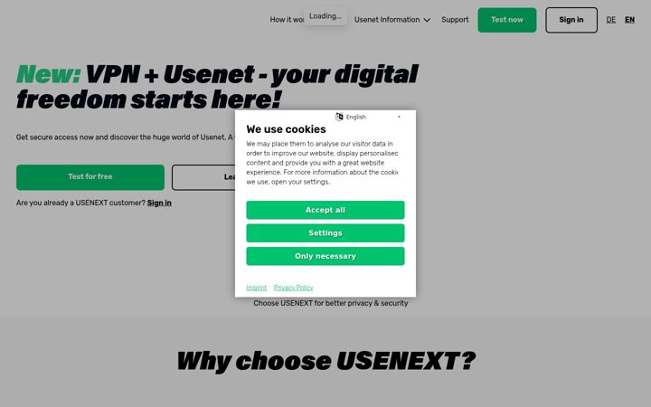 Screenshot του usenext.de