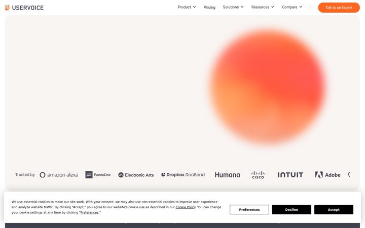 Screenshot ta' uservoice.com