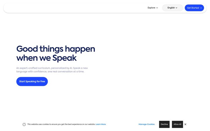 Screenshot of usespeak.com