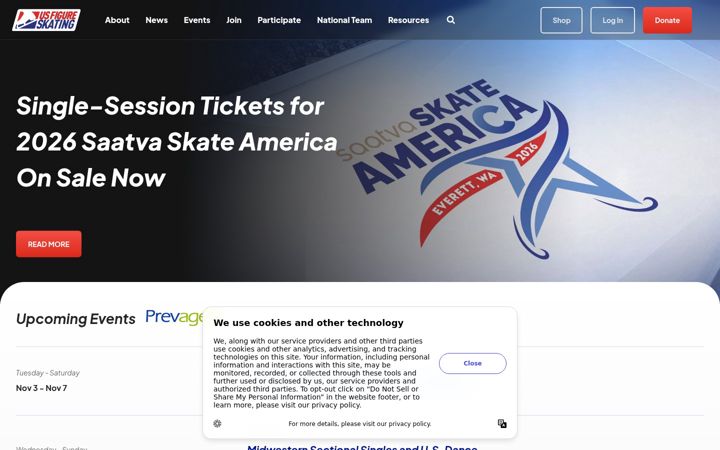 Screenshot of usfigureskating.org