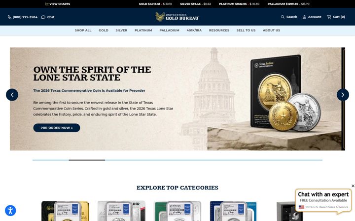 Screenshot of usgoldbureau.com