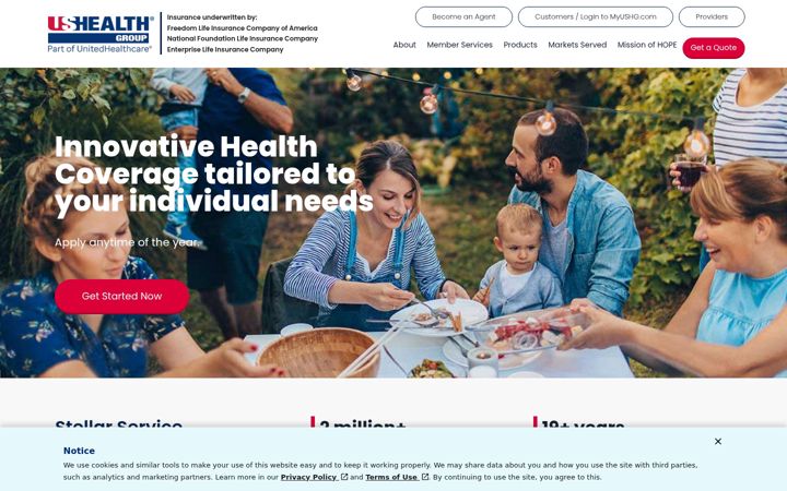 Screenshot of ushealthgroup.com