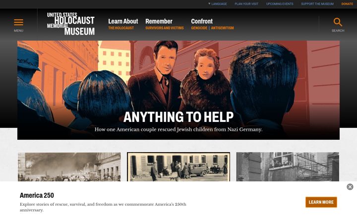 Skärmbild av ushmm.org