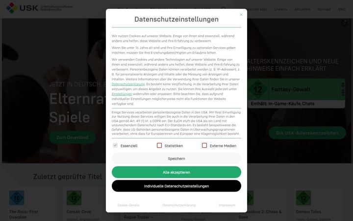 Screenshot of usk.de