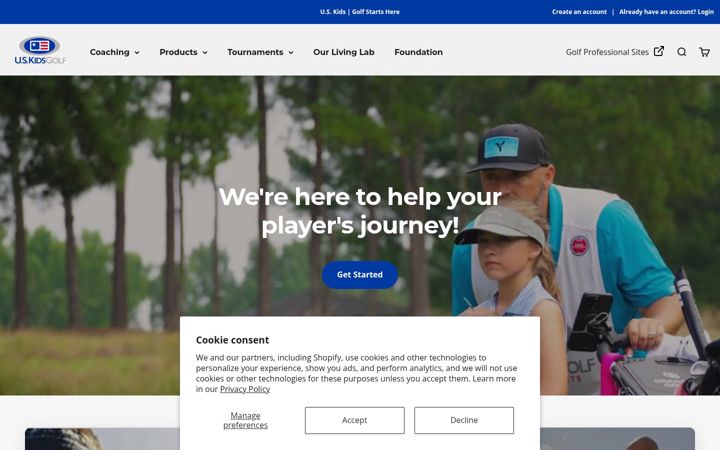 Screenshot of uskidsgolf.com