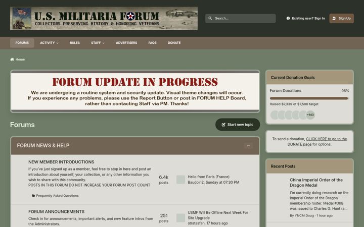 Skärmbild av usmilitariaforum.com