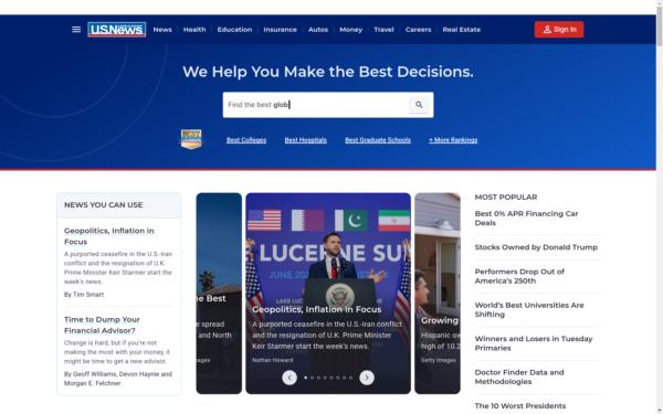 Screenshot of usnews.com