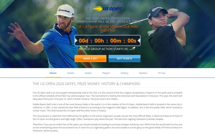 Screenshot stránky usopen-golf.com