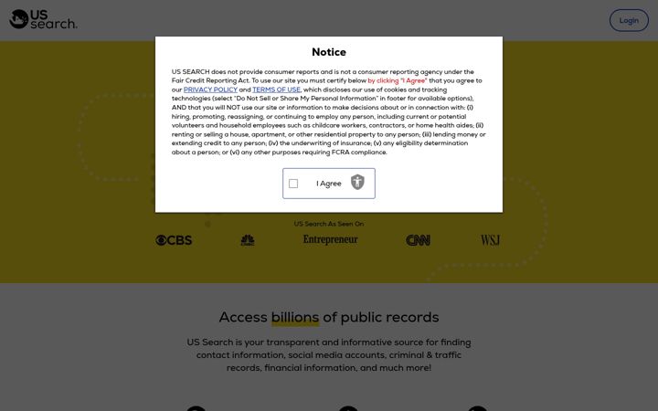 Screenshot του ussearch.com