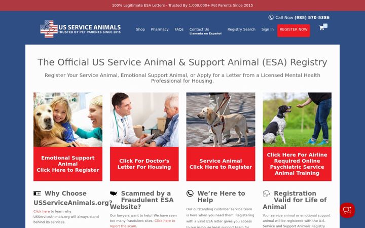 Screenshot of usserviceanimals.org