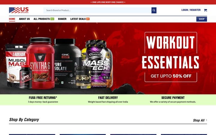 Ekrānuzņēmums no ussupplements.in