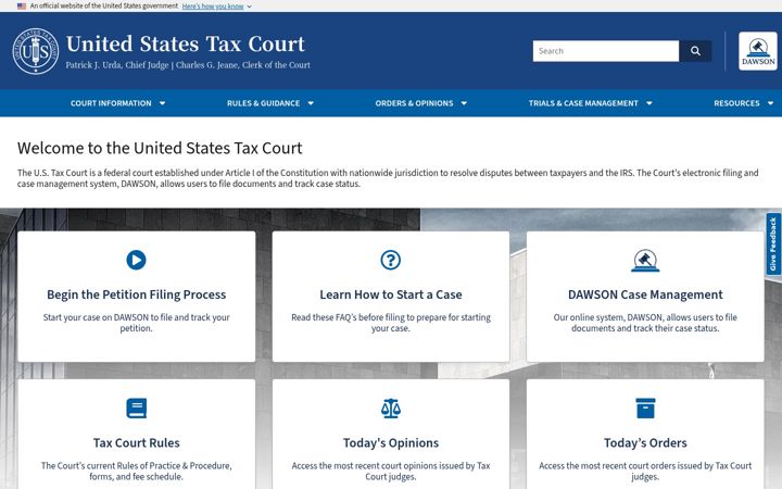 Screenshot of ustaxcourt.gov