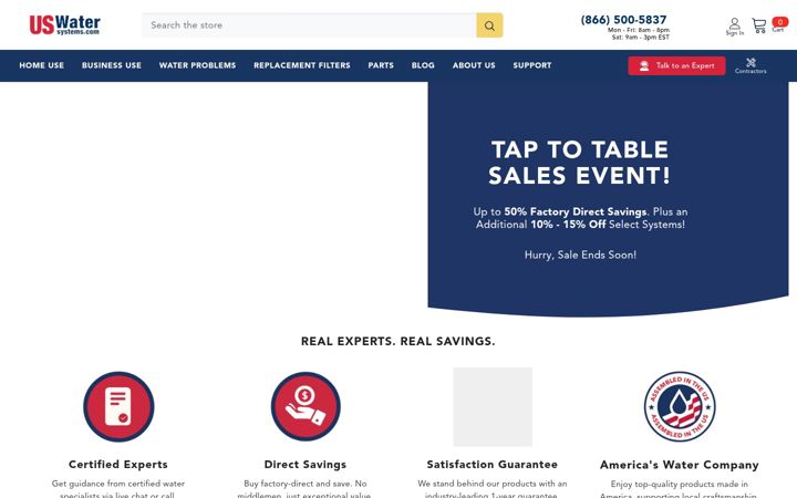 Screenshot of uswatersystems.com