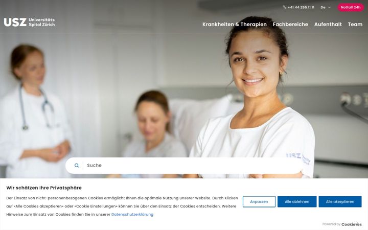Captura de pantalla de usz.ch