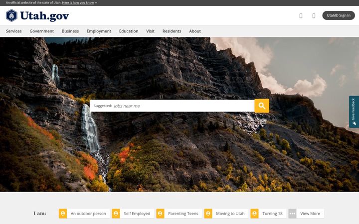 Screenshot van utah.gov