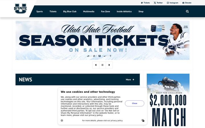 Screenshot of utahstateaggies.com