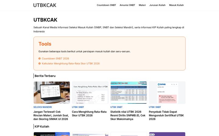 Screenshot of utbkcak.com