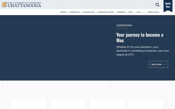 Screenshot van utc.edu