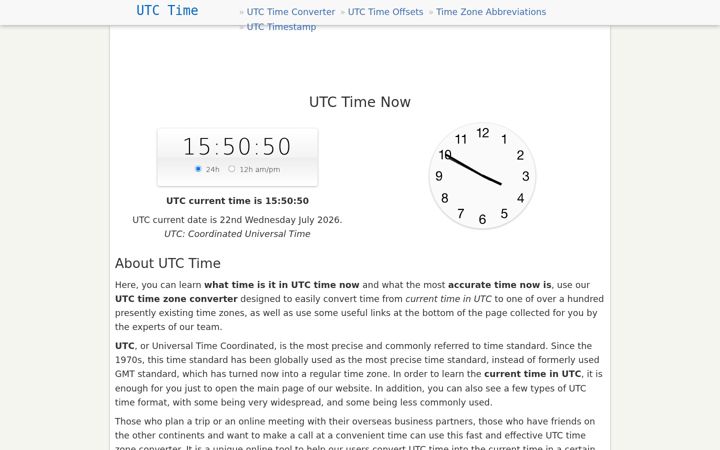 Screenshot of utctime.net