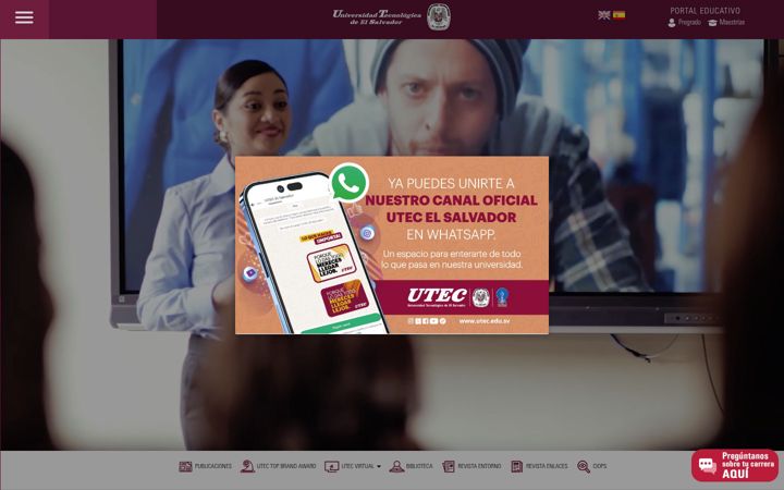 Screenshot of utec.edu.sv