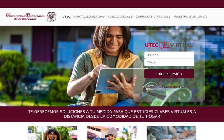 Screenshot of utecvirtual.edu.sv