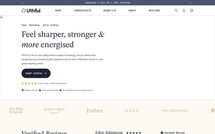 Screenshot of uthful.co.uk