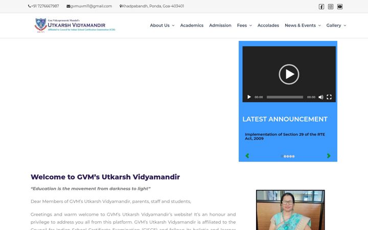 Screenshot of utkarshvidyamandir.com