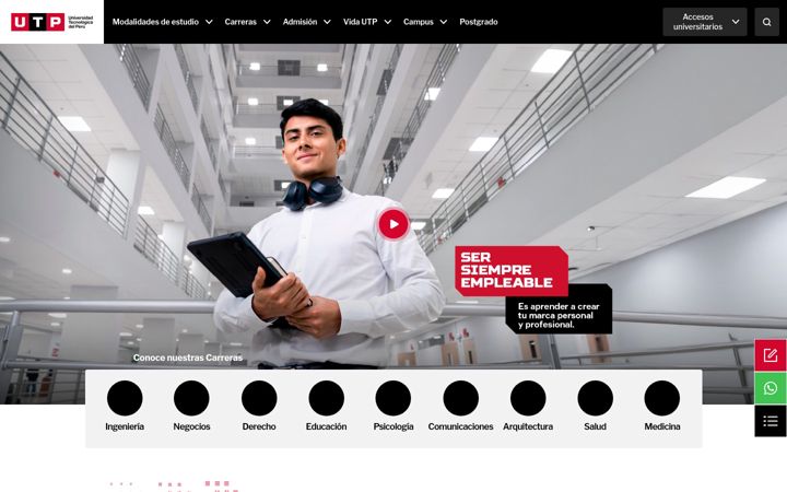 Ekraanipilt saidist utp.edu.pe