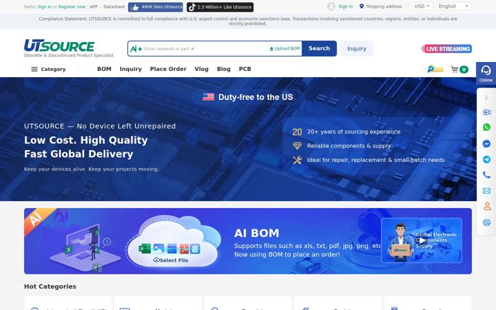 Screenshot of utsource.net