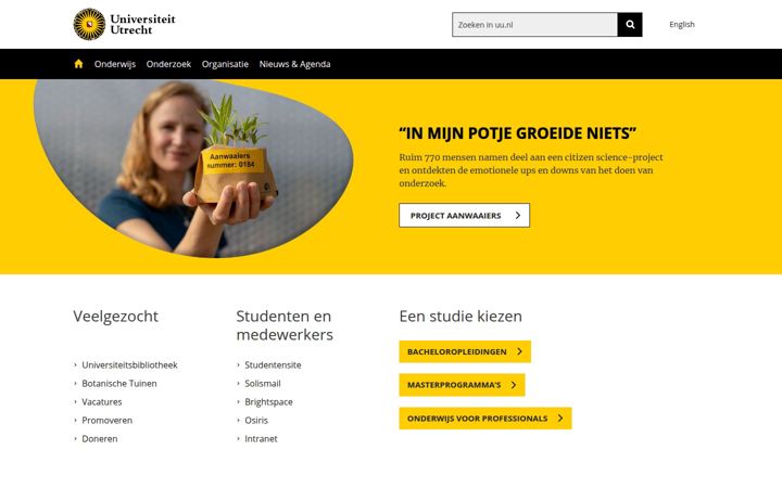 Screenshot stránky uu.nl