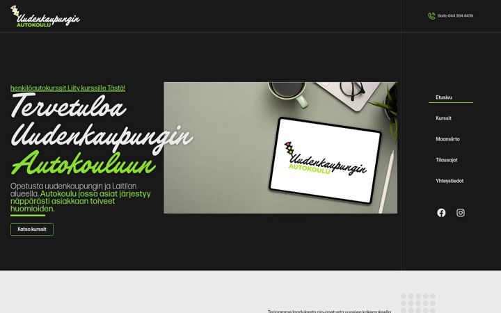 Screenshot of uudenkaupunginautokoulu.fi
